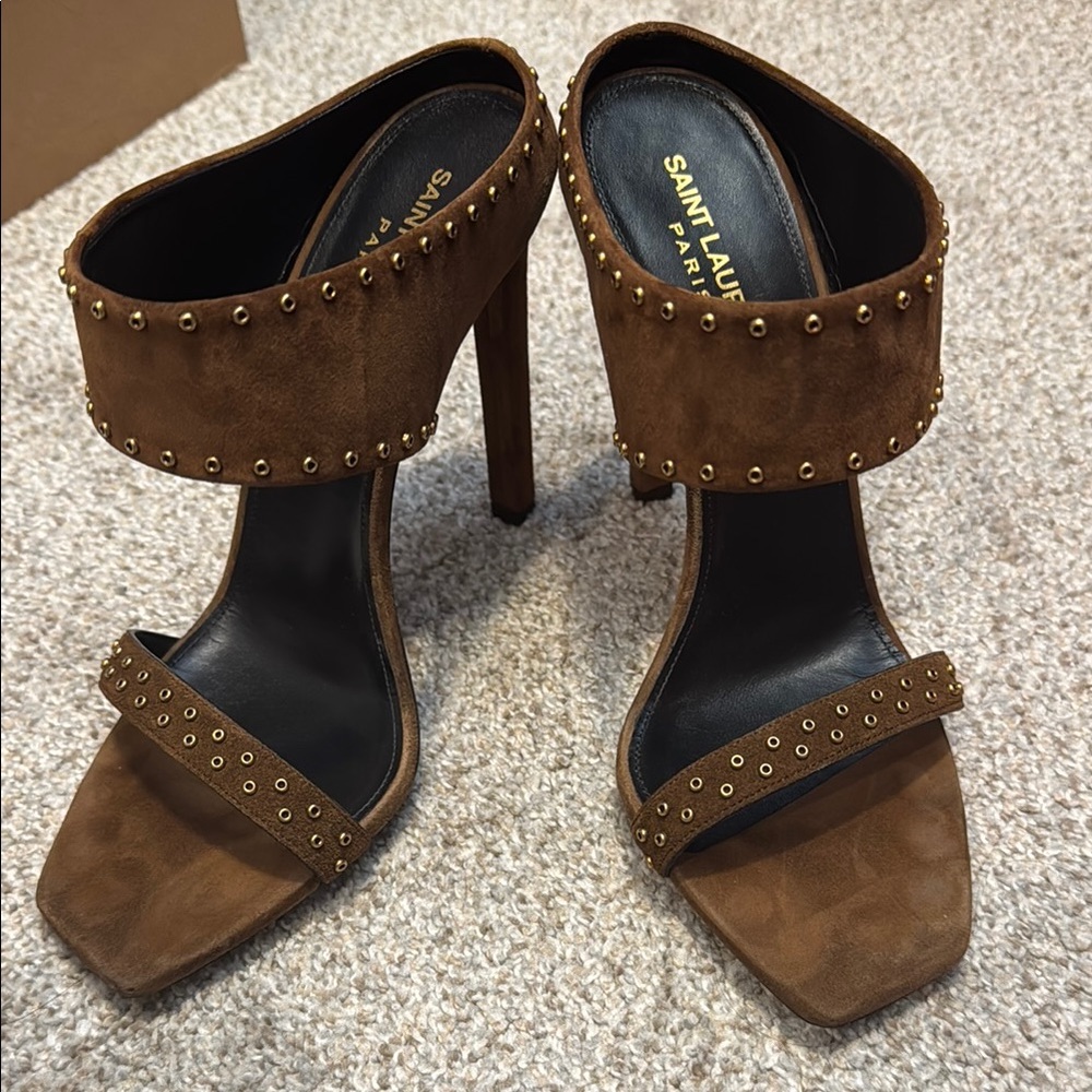 Saint Laurent Brown Studded Heels